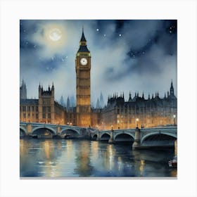 View of Big Ben At Night London Canvas Print