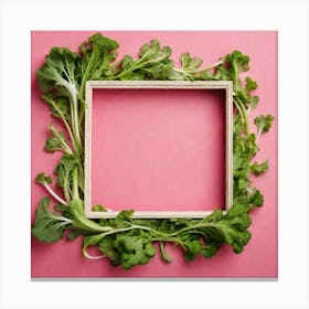 Bok Choy Frame On Pink Background Canvas Print