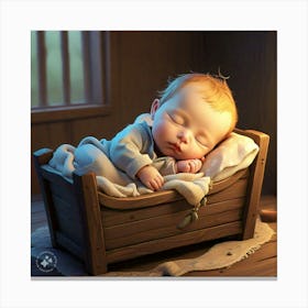 Baby Sleeping In A Cradle Canvas Print