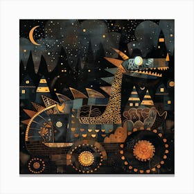 Dragon In The Night Canvas Print