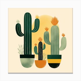 Rizwanakhan Simple Abstract Cactus Non Uniform Shapes Petrol 77 Canvas Print