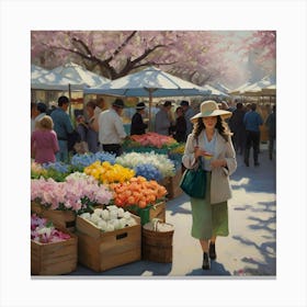 Spring Flower Market Canvas Print