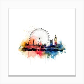 London Skyline Ink Splash Effect Canvas Print