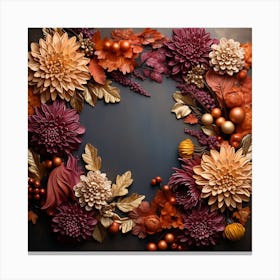 Autumn Flower Wreath Canvas Print