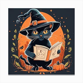 Cute Cat Halloween Pumpkin (26) Canvas Print