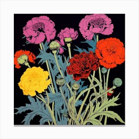 Scabiosa 1 Pop Art Illustration Square Canvas Print