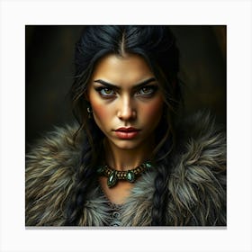 Viking Woman Close-Up Portrait Canvas Print