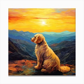 Golden Retriever At Sunset Canvas Print