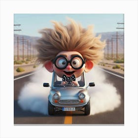 Cartoon Character Driving A Car 11 Canvas Print