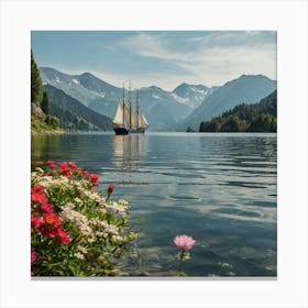 Sailboat On The Lake Canvas Print