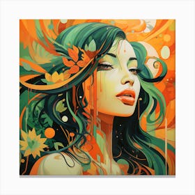 Girl With Green Hair Canvas Print