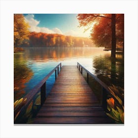 Pier In Autumn Canvas Print