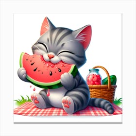 Watermelon Cat Canvas Print