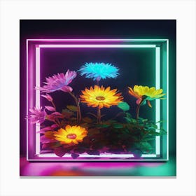 Neon Flowers Canvas Print