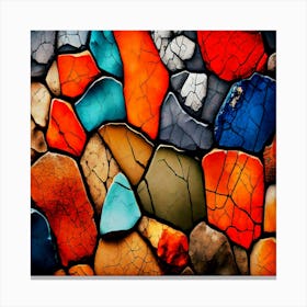 Colorful Cracks In The Wall, Colorful cracked stone wall texture background Canvas Print