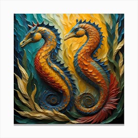 Seahorses with Kelp Canvas Print