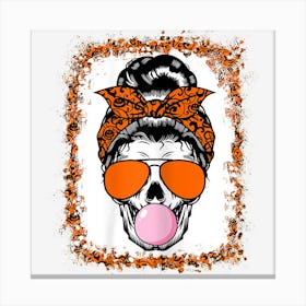 Womens Woman Skeleton Bubble Gum Lazy Halloween Costume Messy Bun Canvas Print