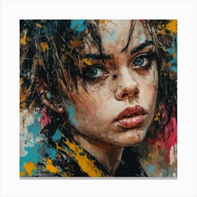 Girl With Paint Splatters Canvas Print