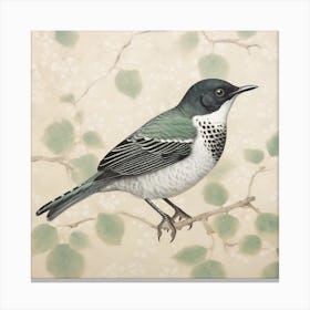 Ohara Koson Inspired Bird Painting Robin 4 Square Canvas Print