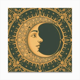 Moon And Face Vector Canvas Print