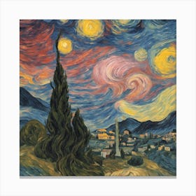 The Starry Night, Vincent Van Gogh Art Print (2) Canvas Print