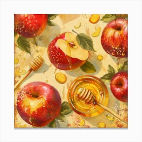 Rosh Hashanah Banner Texture With Apples And Hon 1718395864 4 Canvas Print