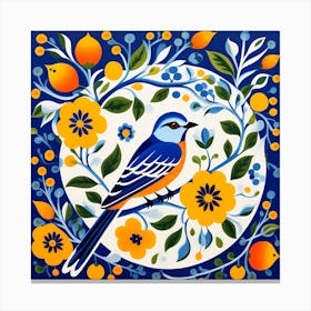 Talavera Pottery Mexico, Bird On a Branch, folk art, 117 Canvas Print