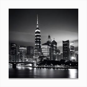 Hong Kong Skyline At Night Canvas Print