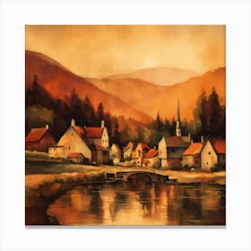 Village By The River Canvas Print