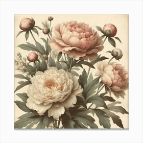 Peonies In A Vase Canvas Print