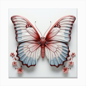 Butterfly With Flowers Canvas Print