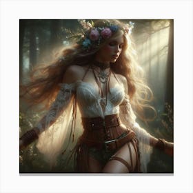 Sexy Woman In The Forest Canvas Print