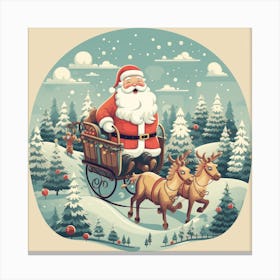 Santa Claus And Reindeer 1 Canvas Print