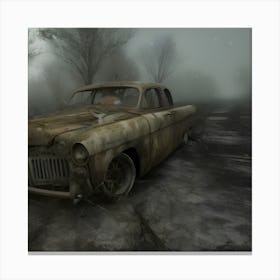 Old Car In The Fog 6 Canvas Print