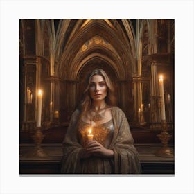 Lady In Gothic Cathedral Canvas Print