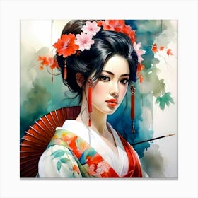 Japan Traditional Geisha Illustration By Ad 75 Canvas Print