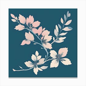 Beige Flowers With Light Pink And Blue Background Canvas Print