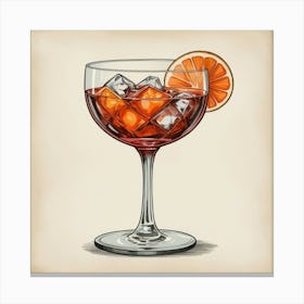 Illustrative Albedo Mid Century Negroni Cocktail Art 0 Canvas Print