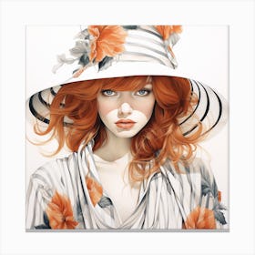 Portrait Of A Woman In A Hat Canvas Print