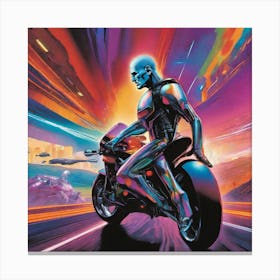 Futuristic Man On A Motorcycle 2 Canvas Print