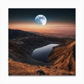 Moon Over A Lake Canvas Print