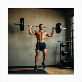 Man Lifting Barbell In Gym Canvas Print