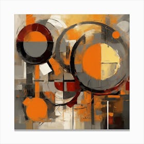 Neo Cubist Harmony Orange & Grey Abstraction (3) 1 Canvas Print