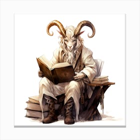 Goat Reading A Book Canvas Print