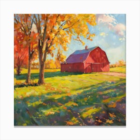 Red Barn In Fall 2 Canvas Print