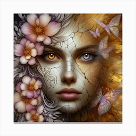 Face Of A Woman With Butterflies Canvas Print