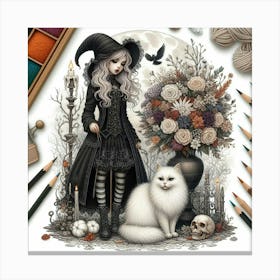 Witch And Cat Canvas Print