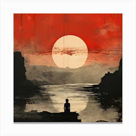 Sunset Over A Lake Canvas Print