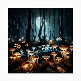 Mushrooms In The Forest Canvas Print