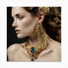 Woman In Gold Jewelry Canvas Print